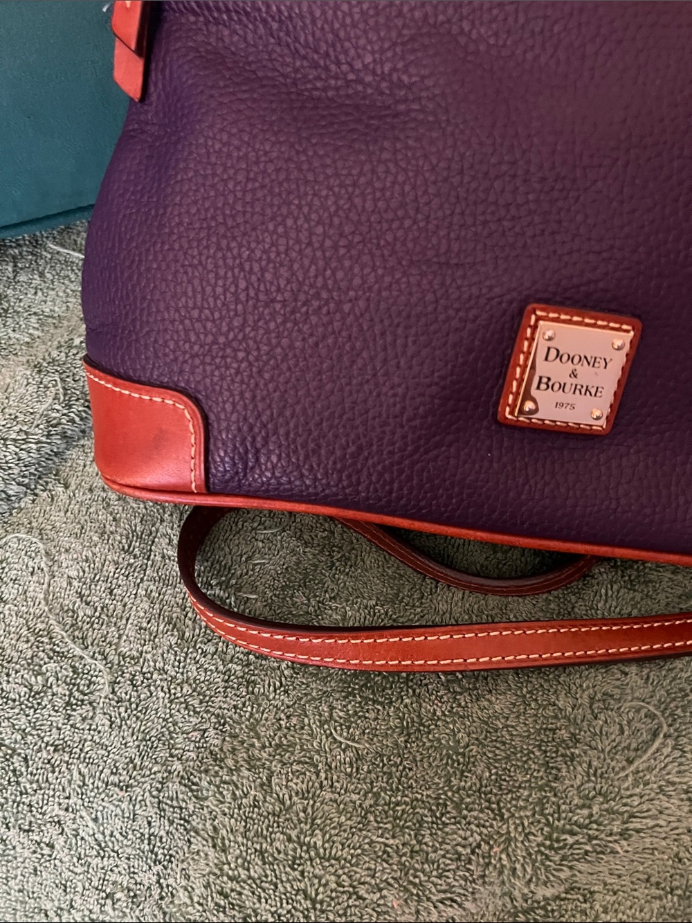 Dooney & Bourke Purple Leather Crossbody with Orange Trim - Picture 7 of 10